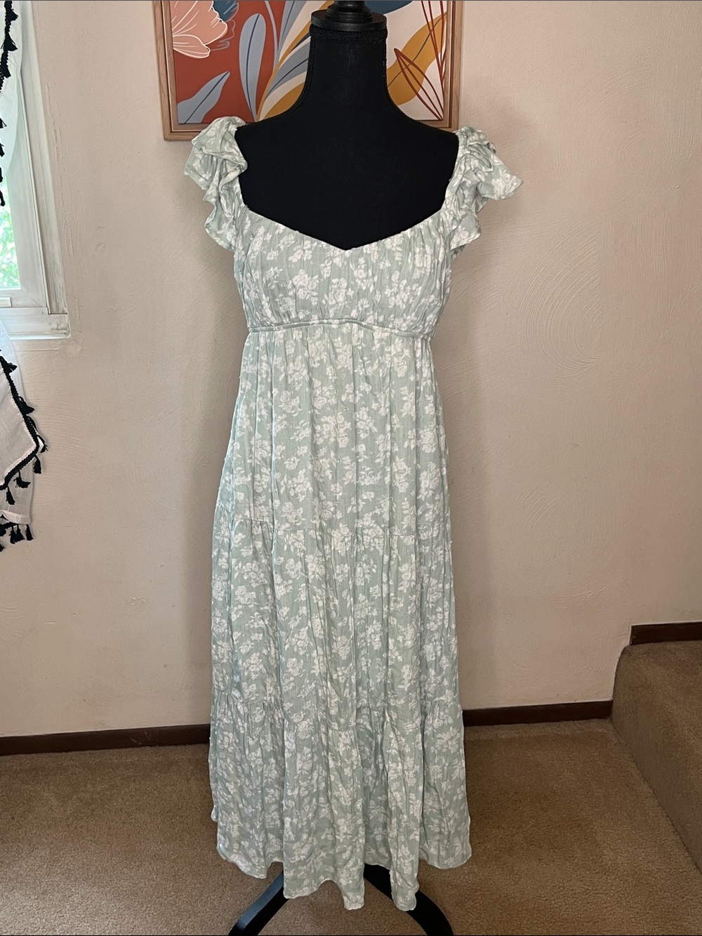 Altar’d State Mila Floral Tiered Maxi Dress in light green Size M - Picture 2 of 9